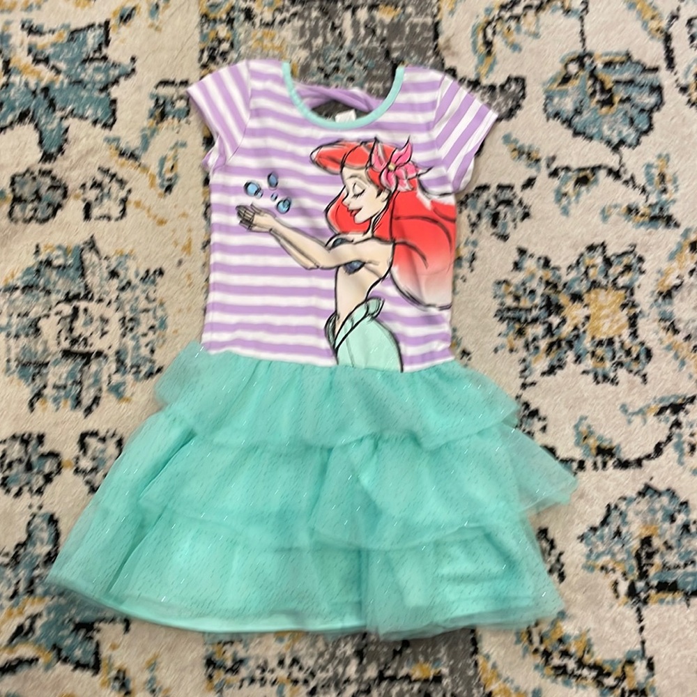 COPY - Disney Princess Little Mermaid Tulle and Stripe Dress